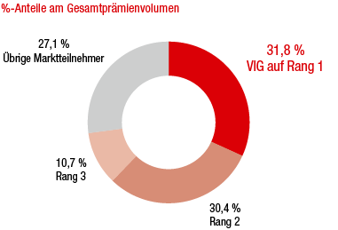 Tschechische Republik – Marktanteile der grössten Versicherungsgruppen (Ringdiagramm) Tschechische Republik – Marktanteile der grössten Versicherungsgruppen (Ringdiagramm)