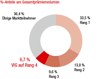 Polen – Marktanteile der grössten Versicherungsgruppen (Ringdiagramm) Polen – Marktanteile der grössten Versicherungsgruppen (Ringdiagramm)