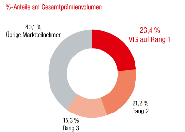 Österreich – Marktanteile der größten Versicherungsgruppen (Ringdiagramm)