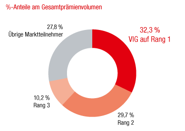 Tschechische Republik – Marktanteile der größten Versicherungsgruppen (Ringdiagramm)